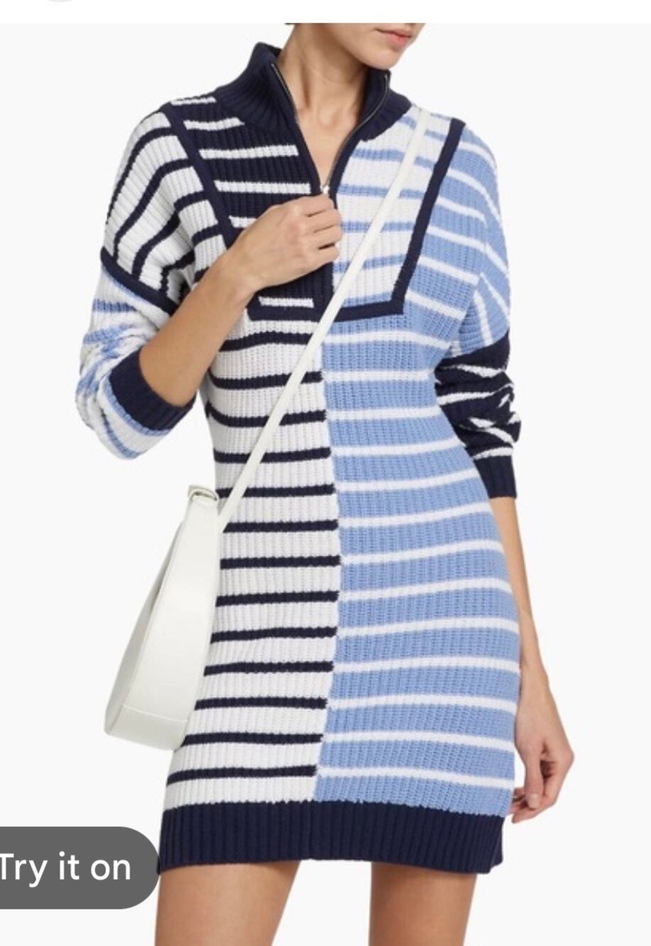 Staud Mini Hampton Striped Sweater Dress Blue M - Picture 1 of 11